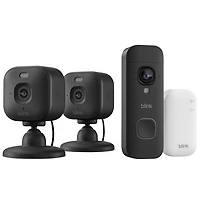 Blink Mini 2K+ Wired Indoor/Outdoor IP Camera (2 Pack) with Wire-Free Wi-Fi Video Doorbell System - Black
