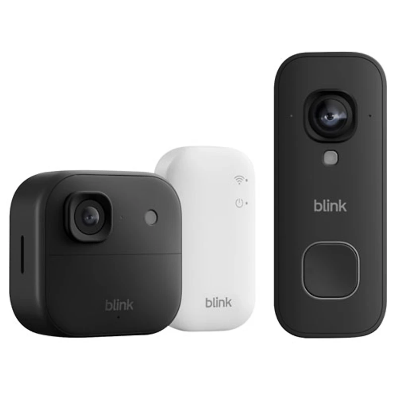 Blink Outdoor 2K+ Wire-Free Add-On IP Security Camera with Sync Module Core & Wired Wi-Fi Video Doorbell - Black