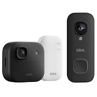 Blink Outdoor 2K+ Wire-Free Add-On IP Security Camera with Sync Module Core & Wired Wi-Fi Video Doorbell - Black
