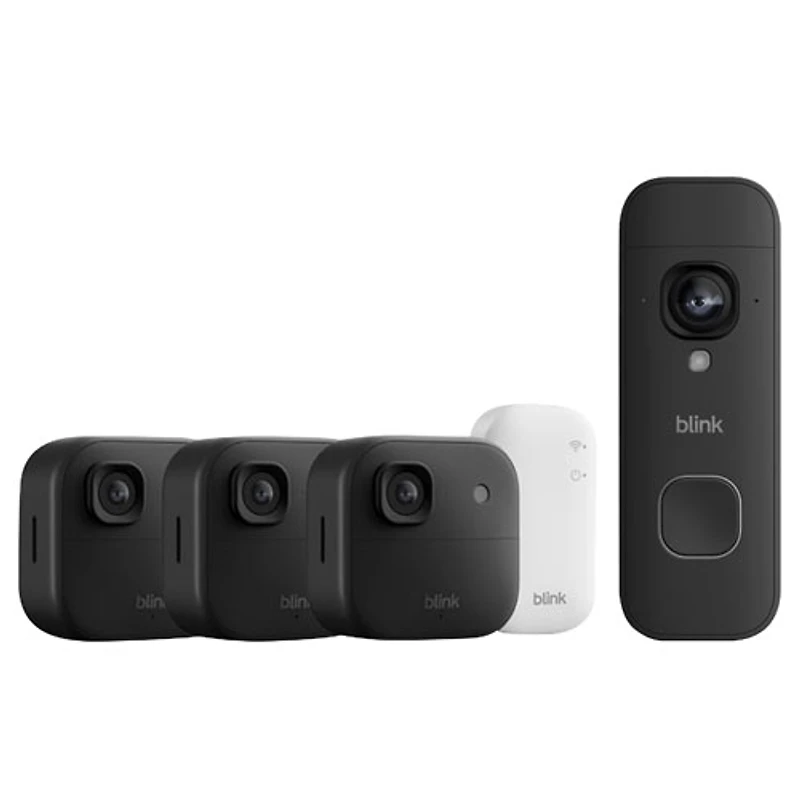 Blink Outdoor 2K+ Wire-Free Add-On IP Security Camera with Sync Module Core & Wire-Free Wi-Fi Video Doorbell - 3 Pack