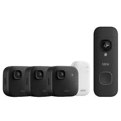 Blink Outdoor 2K+ Wire-Free Add-On IP Security Camera with Sync Module Core & Wire-Free Wi-Fi Video Doorbell - 3 Pack