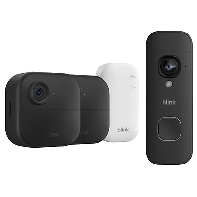 Blink Outdoor 4 2-Pack Wire-Free 1080p Full HD IP Security Camera System with Sync Module Core & 2K+ Wire-Free Wi-Fi Video Doorbell