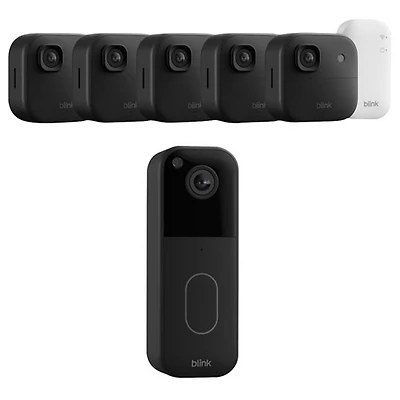 Blink Outdoor -Pack 2K+ Wire-Free Add-On IP Security Camera with Sync Module Core & 1440p Wi-Fi Video Doorbell