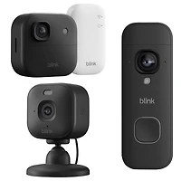 Blink Outdoor 2K+ Wire-Free IP Security Camera with Sync Module Core, 2K+ Wi-Fi Video Doorbell & Mini 2K+ Wired IP Camera
