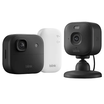 Blink Outdoor 2K+ Wire-Free Add-On IP Security Camera with Sync Module Core & Mini 2K+ Wired IP Camera
