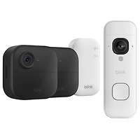 Blink Outdoor 4 -Pack Wire-Free 1080p Full HD IP Security Camera System with Sync Module Core & 2K+ Wi-Fi Video Doorbell