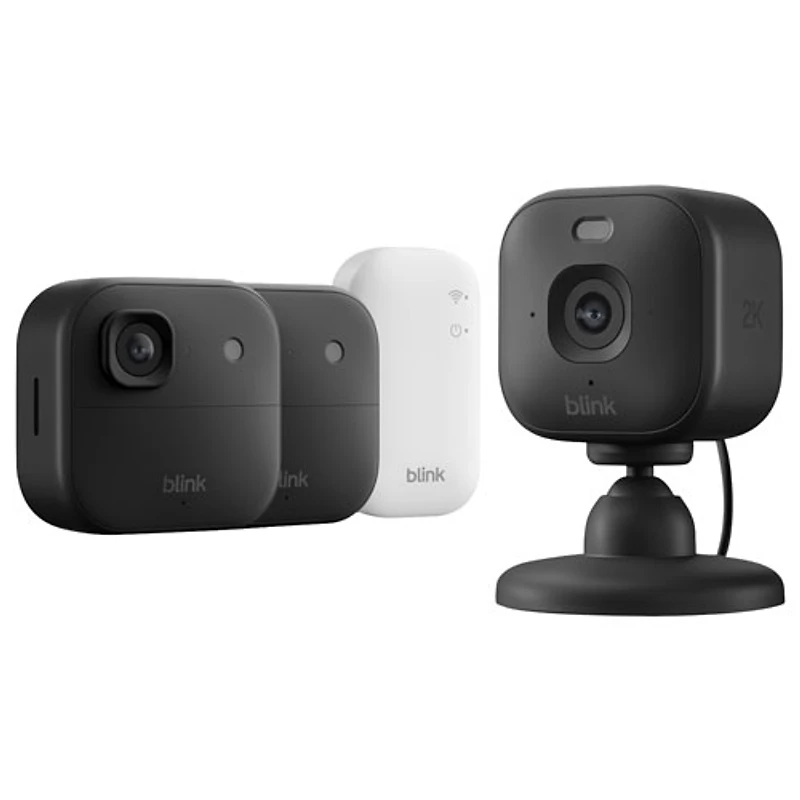Blink Outdoor 2-Pack 2K+ Wire-Free Add-On IP Security Camera with Sync Module Core & Mini 2K+ Wired IP Camera