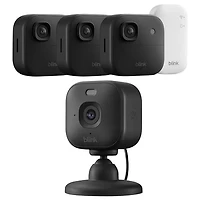 Blink Outdoor 3-Pack 2K+ Wire-Free IP Security Camera with Sync Module Core & Mini 2K+ Wired IP Camera