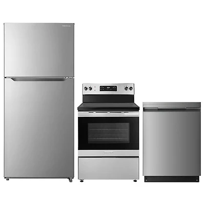 Insignia 30" 20.5 Cu. Ft. Energy Star Top Freezer Refrigerator; Electric Range; Dishwasher - Stainless Steel - Only at Best Buy
