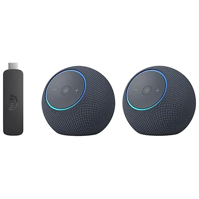Amazon Echo Dot Max Smart Speaker 2-Pack & Amazon Fire TV Stick 4K Select (2025) Media Streamer with Alexa Voice Remote - Graphite