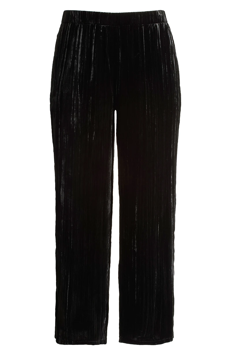 Wide Leg Crushed Velvet Ankle Pants
