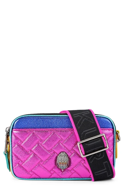 Sac Bandoulière Matelassé Fait Main – Rose Et Bleu, Plumes Et Fleurs – Grand