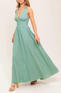 Plunge Neck Maxi Dress
