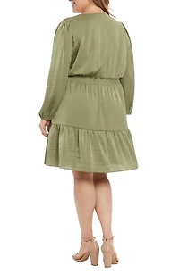Air Wash Smock Waist Long Sleeve Dress