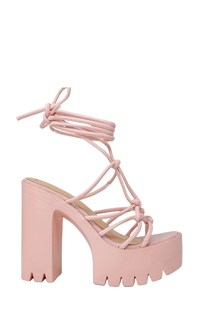 Knotted Ankle Wrap Platform Sandal