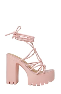 Knotted Ankle Wrap Platform Sandal