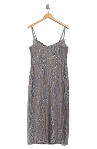 Achilles Cowl Neck Sequin Midi Dress