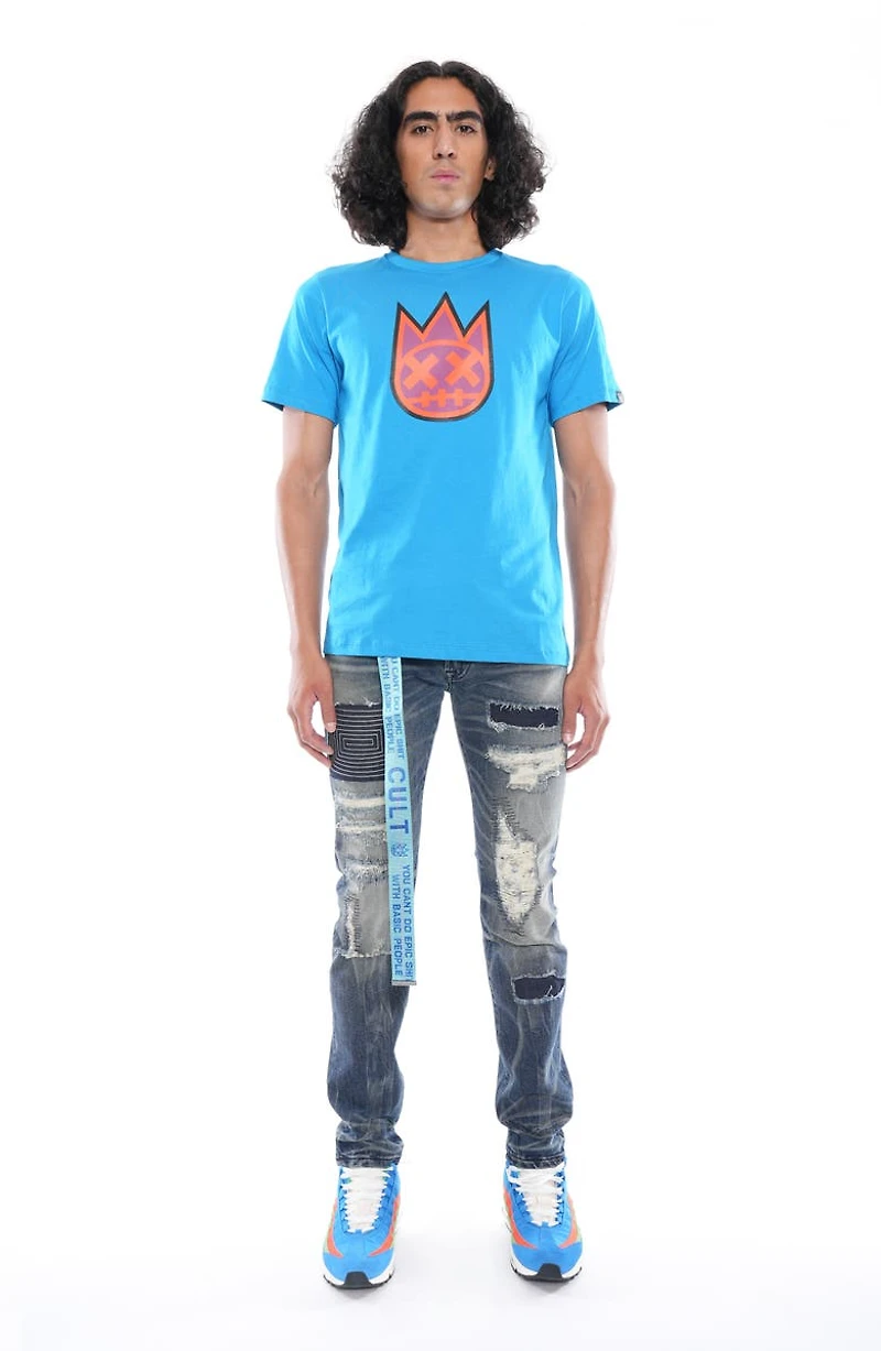 Rocker Slim Belted Straight Leg Jeans