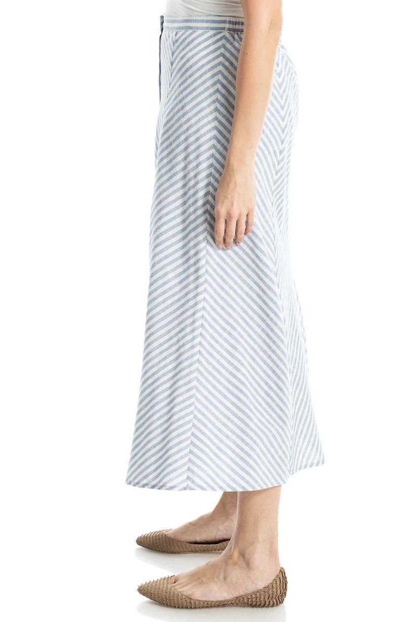 Yarn Dyed Button Front Maxi Skirt