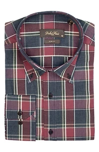 Plaid Cotton Slim Fit Button Down Shirt
