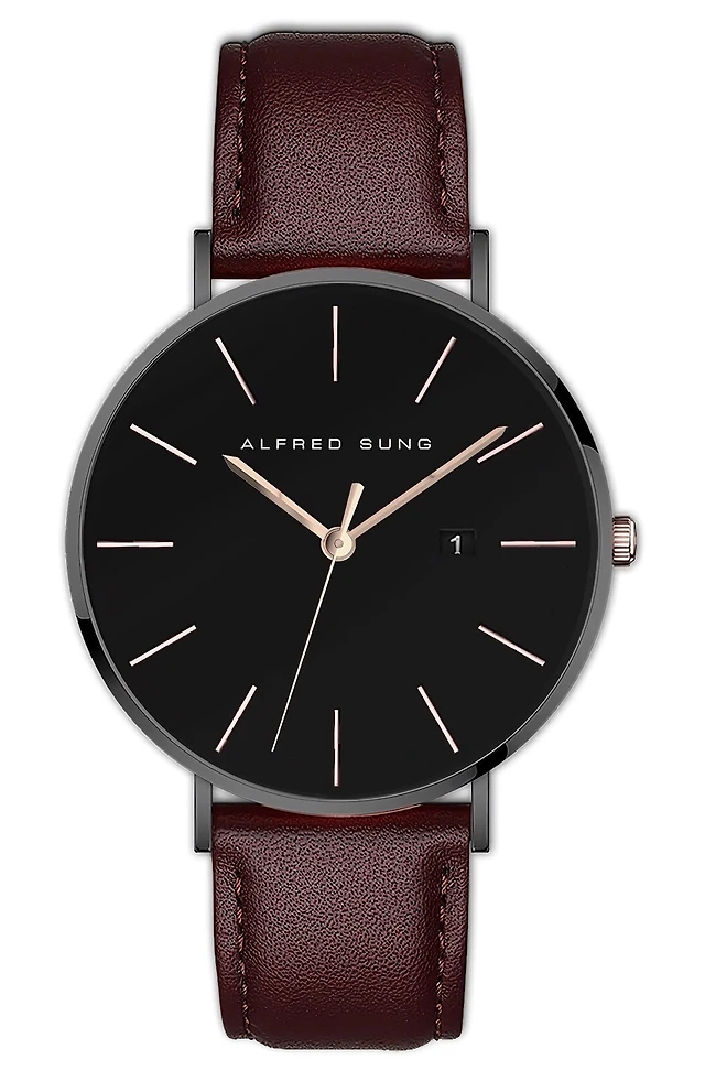 Mens Watches Alfred Sung Fitness Watch Alfred Sung Dual Time Black