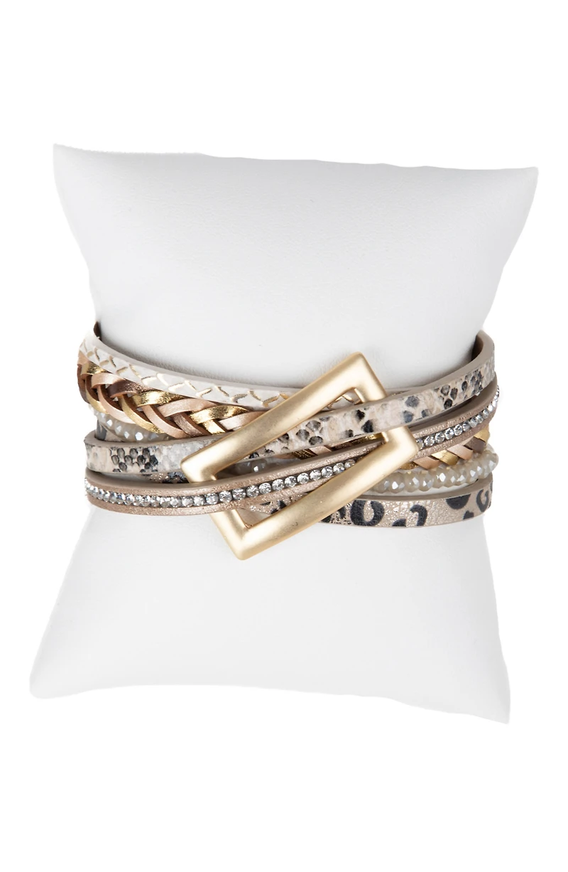 Embossed Faux Leather Buckle Bracelet