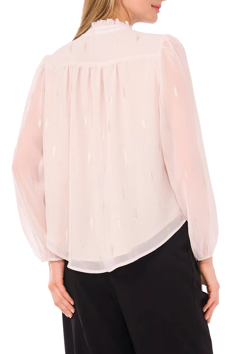 Ruffle V-Neck Button-Up Shirt