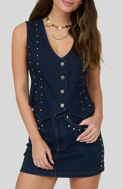 Studded Button Front Vest