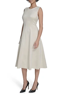 Faux Suede Midi A-Line Dress
