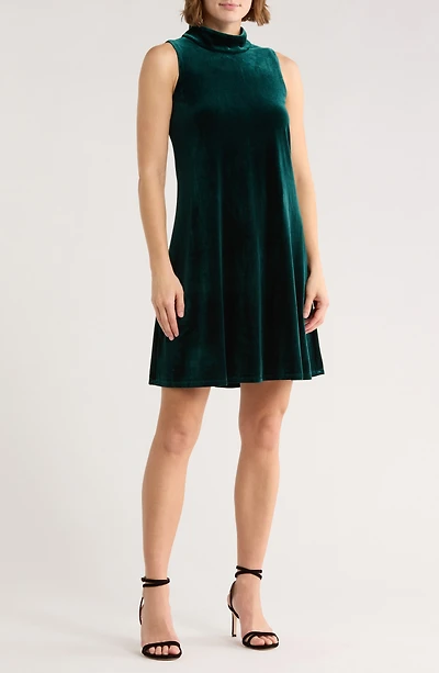 Velour A-Line Midi Dress