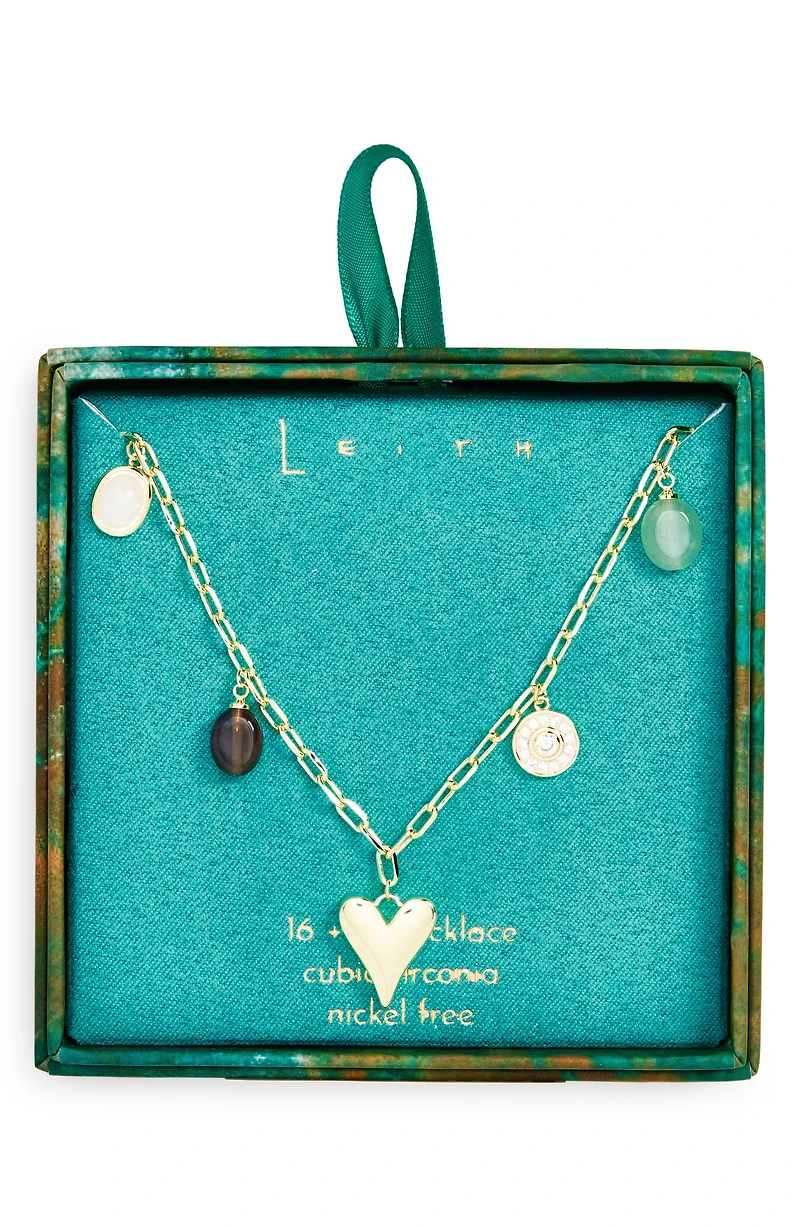 Heart Cubic Zirconia Charm Necklace