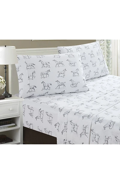 Horse Print 400 Thread Count Cotton Sheet Set