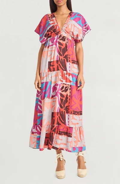 Flutter Sleeve Empire Waist Maxi Dress