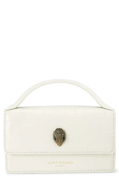 Extrasmall Bond Croc Embossed Leather Top Handle Bag
