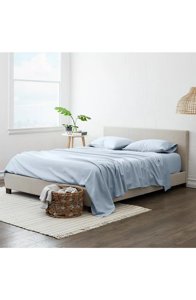 Home Collection Premium Ultra Soft 4-Piece Solid Bed Sheet Set - Light Blue