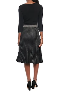Long Sleeve Pleated Sweater Dress