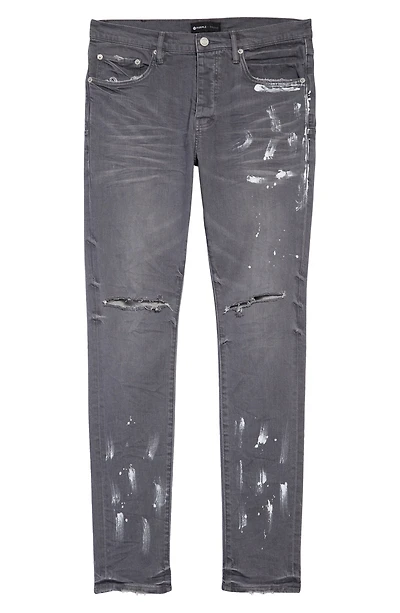 Painted Ripped Knee Slit Skinny Jeans