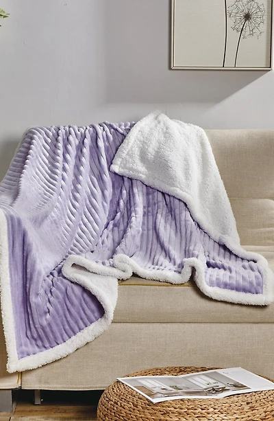 Corduroy Faux Shearling Throw Blanket