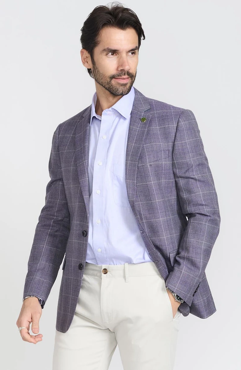 Lavender Plaid Wool Blend Sport Coat