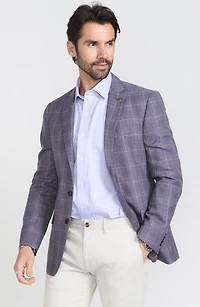 Lavender Plaid Wool Blend Sport Coat