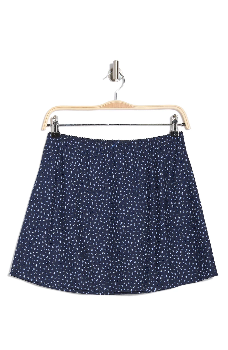 Ditsy Cotton Blend Miniskirt
