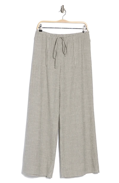 Stripe Cotton Blend Wide Leg Pants