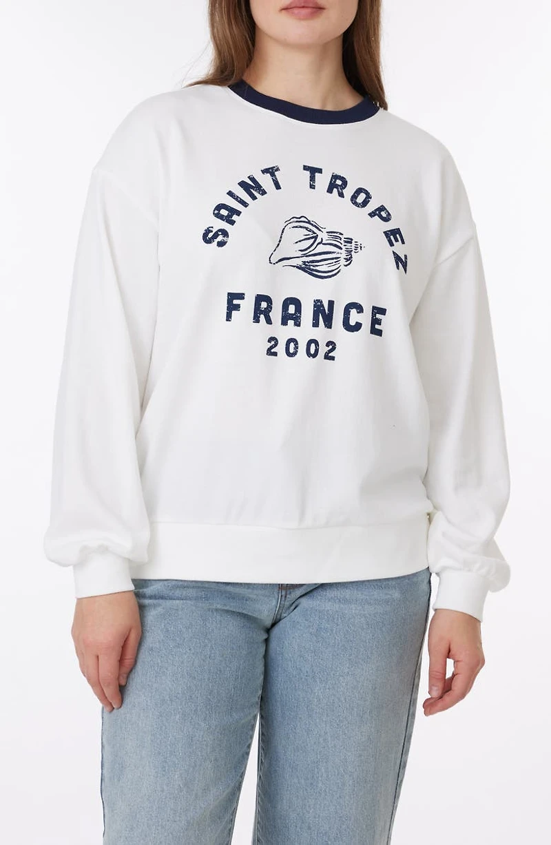 Millie Beach Terry Ringer Crewneck Sweatshirt