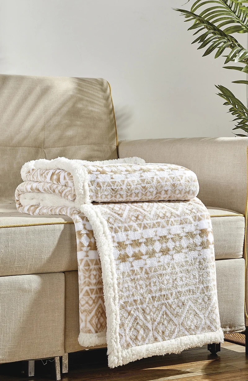 Tala Print Faux Shearling Throw Blanket