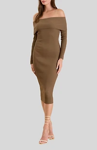Off the Shoulder Midi Sweater Dress