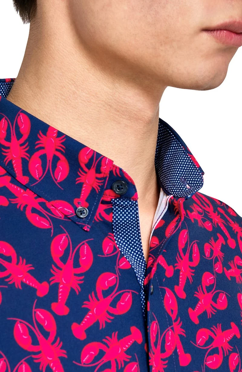 Lobster Short Sleeve Woven Button Down Shirt