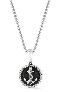 Men's Sterling Silver Oxidized Anchor Pendant Necklace