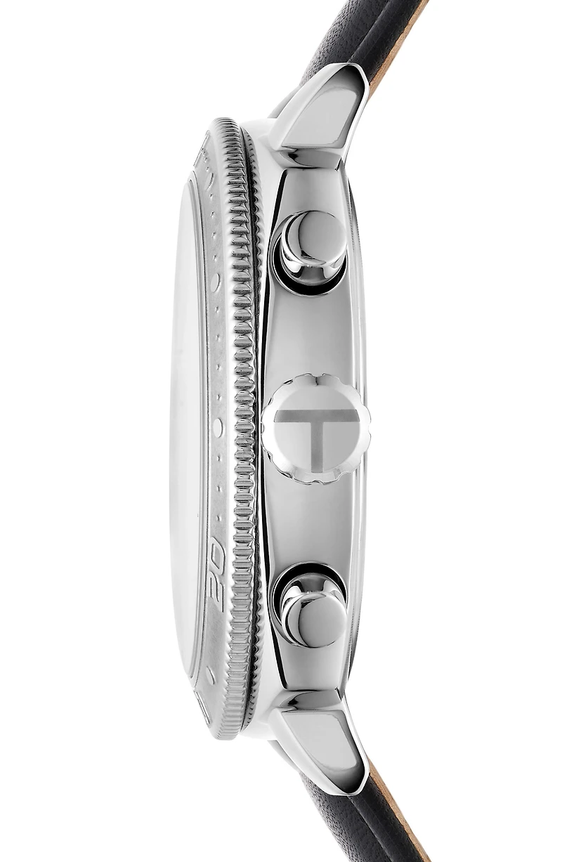 Caine Chronograph Leather Strap Watch, 44mm