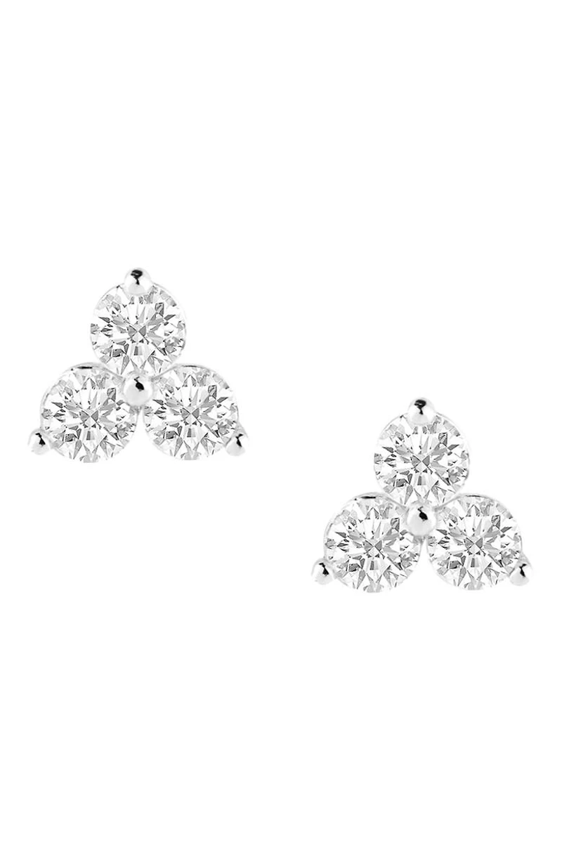Round Cut CZ Trio Stud Earrings