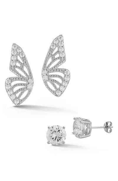 Set of 2 Butterfly Wing Stud Earrings